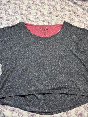🍄Decree Heathered Charcoal Blue Short Sleeve Tee with Pink Under Tank